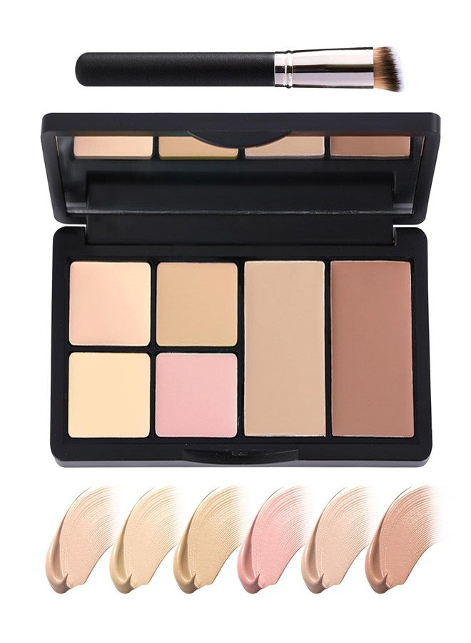 PPPanYiDi 6 Colors Correcting Concealer Palette, Waterproof Long Lasting Full Coverage Contouring Foundation Concealer Palette, Makeup Cream Contour Highlighting Concealer Palette Makeup Kit with Brush（#02） - Image 1